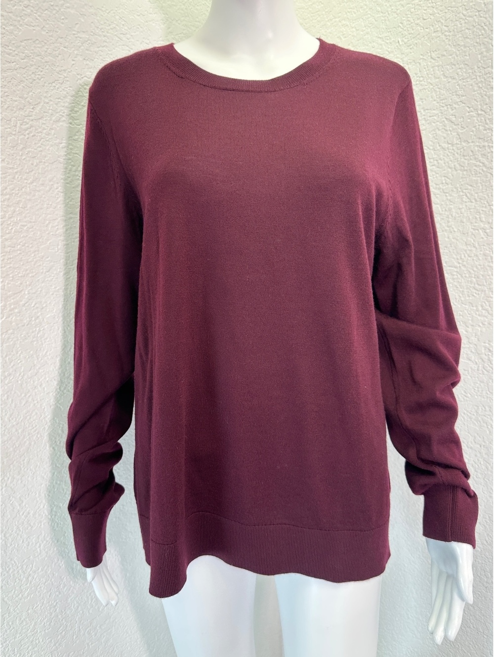 Women’s Sz L Katherine Barclay Fine Merino Wool Machine Wash Softgirl Burgundy